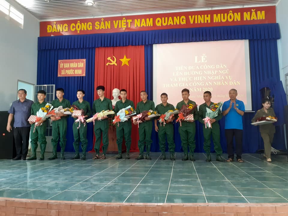 Hội đồng nghĩa vụ quân sự xã Phước Minh tổ chức lễ tiễn đưa thanh niên lên đường nhập ngũ năm 2020